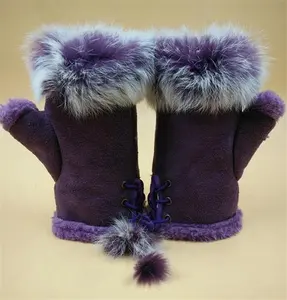 ホットセールファッションスタイル暖かいミトンウサギの毛皮冬の指なし手袋19色