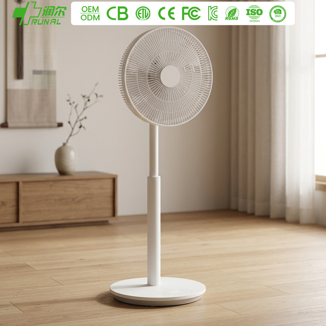 RUNAL OEM Silent Bldc Motor Rechargeable Plastic Home Smart Adjustable Height Standing Fan with Tuya App Remote Control