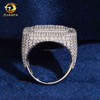 Nouvelle conception, style masculin, entièrement serti de micro-pavés, plaqué or blanc, hip-hop, moissanite, argent sterling 925, diamant, bague carrée pour homme