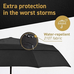 21-27 Inch Extra Large Black Golf Folding Umbrella Windproof Storm Protection with Vent Manual Control for Men and Women - Product Image 2