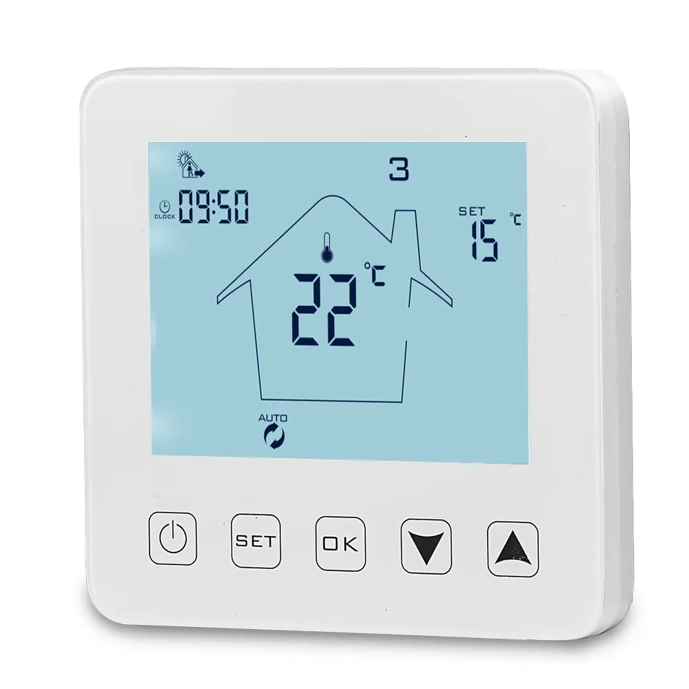 HY08WE 24V Grote Touch Screen Lcd Display Kamer Thermostaat Voor Vloerverwarming