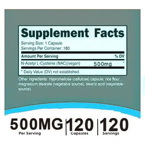 Poudre de <span class=keywords><strong>NAC</strong></span> non-OGM, sans gluten, sans additifs artificiels, formule pure, <span class=keywords><strong>complément</strong></span> de <span class=keywords><strong>NAC</strong></span> - Product Image 2