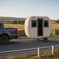 Trailer Camper Mini Portabel Beroda, Mudah Disimpan, Serbaguna untuk Berkemah & Bisnis