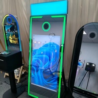 Petite machine photomaton miroir magique avec écran tactile 21,5 pouces, miroir selfie, kiosque photomaton, cadre LED, appareil photo à impression instantanée