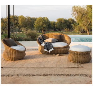 Ensemble de salon de jardin moderne en rotin avec table à thé, cadre en alliage d'aluminium imperméable et résistant au soleil - Product Image 2