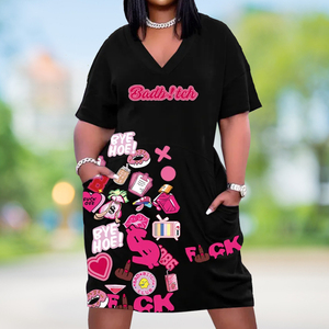 Abito Estivo Midi con Stampa di Cartoni Animati, Vestito Casual Modesto per Ragazze e Donne - Product Image 1