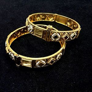 TISHYA DIAMOND Ensemble de bracelets vintage en alliage plaqué or, zircon, perles d'imitation, design géométrique, bijoux pour femmes, mariage - Product Image 1