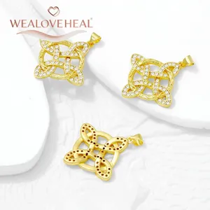Colgante de Nudo Mágico de Bruja Chapado en Oro de 18K con Circonia, Amuleto de <span class=keywords><strong>Buena</strong></span> <span class=keywords><strong>Suerte</strong></span> <span class=keywords><strong>para</strong></span> Brujería, Amuleto de Protección Wicca <span class=keywords><strong>para</strong></span> Fabricación de Joyas - Product Image 4