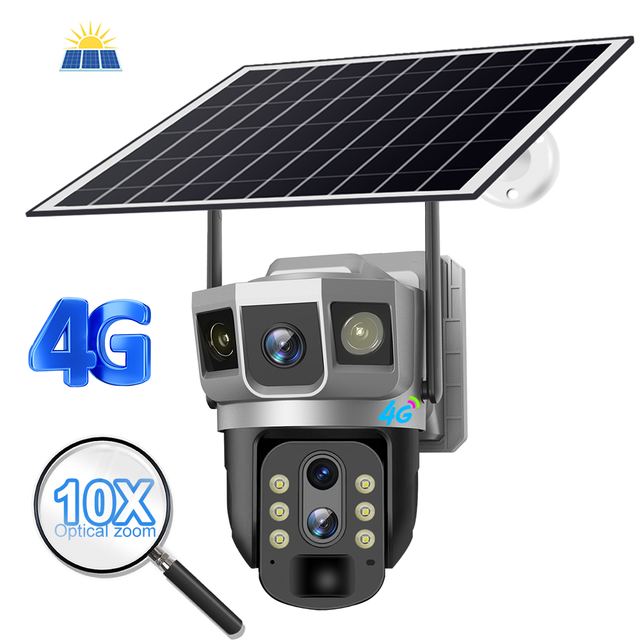 V380PRO IP66 Solar 4G CCTV Camera 3.6mm Fixed Lens Wireless Outdoor Security Camera 8MP Night Vision PTZ CMOS Memory Card