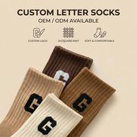 Chaussettes personnalisées avec lettres, tricot jacquard, coton côtelé, chaussettes de sport athlétiques, chaussettes douces personnalisées avec monogramme pour hommes et femmes