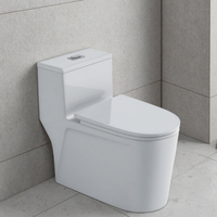 WC monobloc moderne à double chasse en céramique, à siphon allongé et abattant lent, idéal pour les salles de bain d'hôtel – Vente directe usine