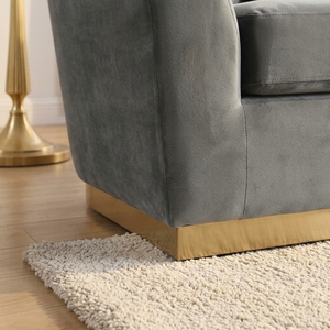Set di Divani Moderni in Velluto Grigio Scuro, 3 Pezzi con Braccioli Curvi e Base Dorata per Soggiorno - Product Image 3