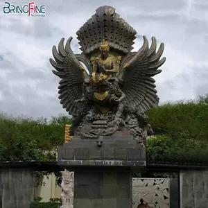 Outdoor city landmark cast copper Garuda driving eagle statue pure bronze idol Buddhist Jesus worship
