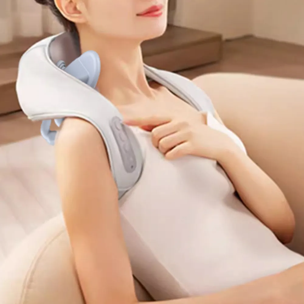 Geri boyun şarj edilebilir bakım masaj kablosuz taşınabilir Tens Ems masaj omuz derin doku uzaktan kumanda masaj