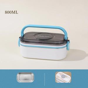 Lonchera Bento Japonesa de 2 Niveles de 1.6 L para Niños, Lonchera de Acero Inoxidable, Contenedor de Alimentos Portátil con Asa - Product Image 6