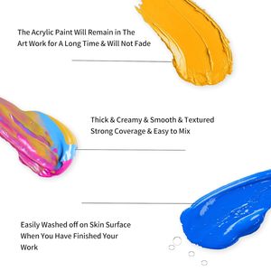 Peinture acrylique professionnelle 24 couleurs 30ml non toxique couleurs vives séchage rapide pour artiste toile - Product Image 3