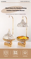 Plateau chauffe-plats professionnel pour hôtels et restaurants, avec couvercle en verre, en acier inoxydable 304 marbré, capacité 8L, idéal pour mariages et réceptions