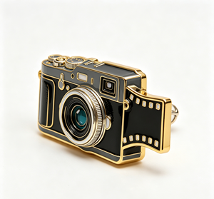 Retro Camera Metal Lapel <b>Pin</b> Soft Enamel <b>Badge</b> Black Gold Tone Irregular Shape for Clothing Souvenir Gift - Product Image 4