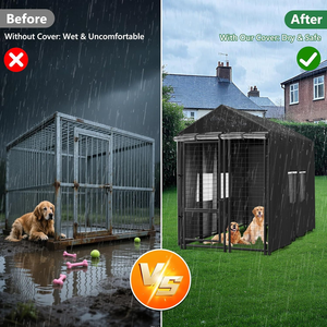 Outdoor Dog Kennel <b>Cover</b> Full Coverage with Transparent PVC <b>Window</b> and Breathable Mesh for Multiple Brands of Kennels Only <b>Cover</b> - Product Image 4