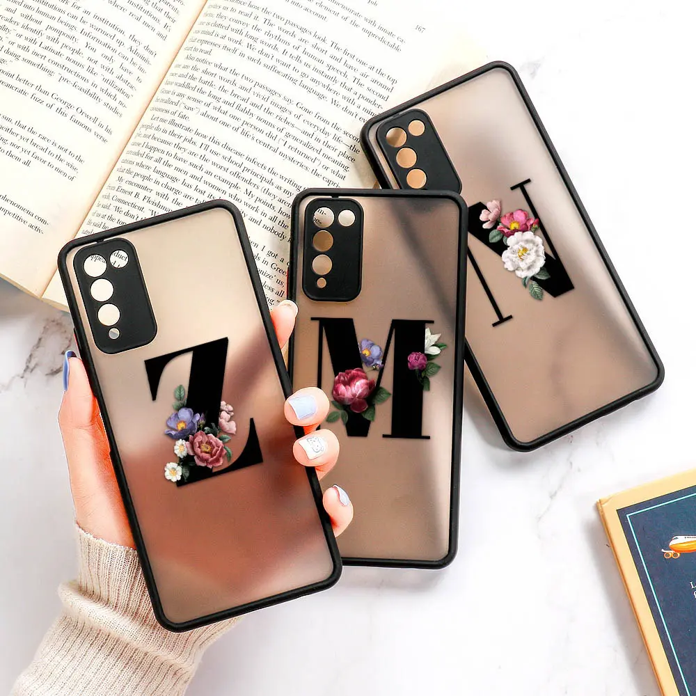 Phone Case For Huawei Honor 50 8A 9X 20 8X Case Initial Letters Cover P30 Pro P40 Lite Nova 5T Y9 Prime 2019 Honor50 Hard Bumper