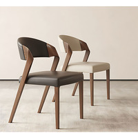 Chaise de salle à manger rembourrée moderne, structure en bois massif, cuir PU, chaise de restaurant commerciale pour hôtel, appartement, salon