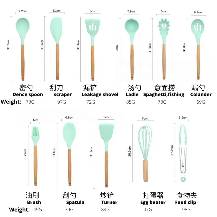 2020 Đầy Màu Sắc Silicone Đồ Dùng Nhà Bếp Không Dính Cookware Với Spatula Set Dụng Cụ Nhà Bếp Tiện Ích Nhà Bếp Với Đồ Dùng Crock