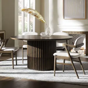 Mesa de comedor redonda de madera para restaurante de hotel moderno de lujo nórdico de alta calidad