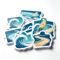 Autocollants de voyage Haoxuan Island en PVC blanc, motifs Jeepney, vagues, cocotiers, planches de surf, graphiques brillants, imperméables et résistants aux intempéries