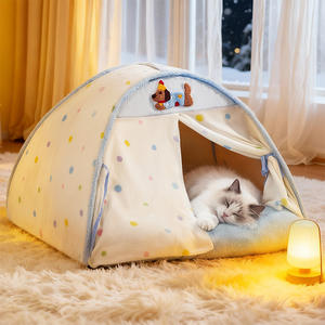 XUANHUI ONESTEP Fabricant Grossiste Personnalisé Maison pour <span class=keywords><strong>Chien</strong></span> et Chat Épaissie Chaude Motif Dessin Animé Hiver Boîte Semi-fermée Lit Sûr pour Animaux de Compagnie - Product Image 1