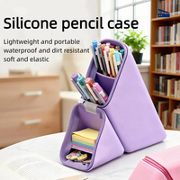 Trousse à crayons et pochette à stylos 2-en-1 en silicone avec fermeture éclair et design autoportant pour la papeterie scolaire des étudiants