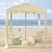 Parasol de plage pop-up portable à rayures pour le glamping, protection solaire, tente de plage, cabane de piscine, parasol moderne pour pique-niques et voyages