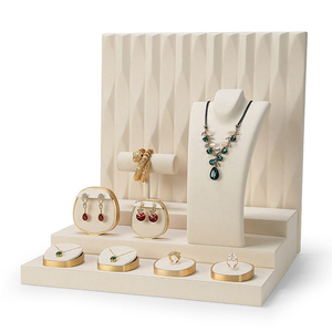 JINSKY Metal Jewelry Display Stand with Necklace Ring Trays Counter Exhibition Organizer - Product Image 5
