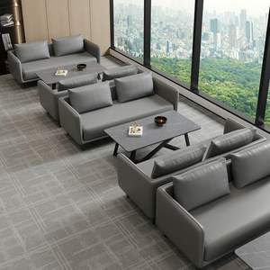 Conjunto de Sofás de Oficina de Tres y Un Asiento, Diseño Moderno y Minimalista para Sala de Recepción Empresarial con Mesa de Centro - Product Image 3