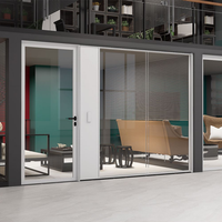 Cloison de séparation de bureau en verre panoramique moderne tout en aluminium de 90 mm, double vitrage, insonorisation 45 dB, durable, pour espaces professionnels
