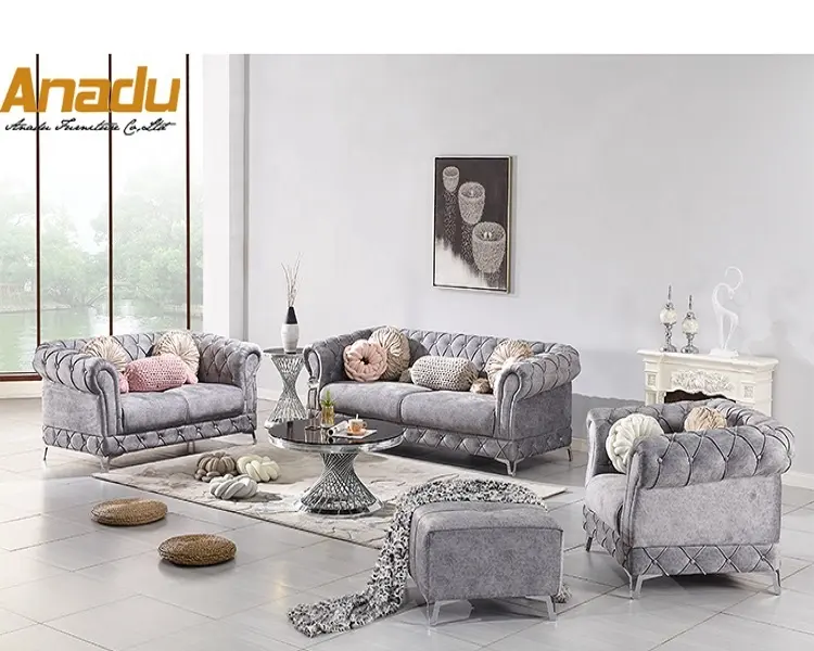 Canapé de luxe en tissu, style arabe, chignons, salon,
