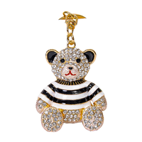 Mignon strass ours en peluche porte-clés cristal animaux ours porte-clés Bling métal Couple saint valentin ours en peluche porte-clés breloque