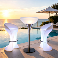 LED Leuchtender Hoher Cocktailtisch RGB Aufladbarer Bartisch Wasserdichter Leuchtender Stehtisch für Nachtclub Poolpartys Hotel