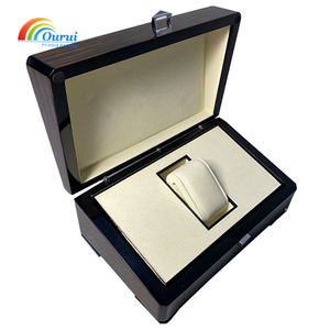 Luxury Wooden Watch <b>Box</b> Custom Logo Men Wood Watch <b>Box</b> <b>Black</b> Luxury Packaging <b>Box</b> for Single Watch - Product Image 5