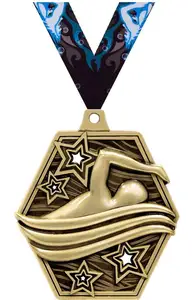 ميدالية سباحة برونزية نحاسية عتيقة ومسابقة سباحة ثلاثية الأبعاد وميدالية لمباراة المياه والنقش