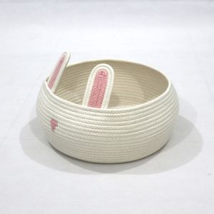 2024 Offre Spéciale rond beignet lit pour animaux de compagnie Simple rose lapin oreille conception blanc coton corde <span class=keywords><strong>panier</strong></span> pour animaux de compagnie pour chat chiens lit de couchage - Product Image 5