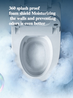 WC intelligent allongé en céramique avec chasse d'eau automatique, lavage et séchage à l'eau chaude, siège chauffant et veilleuse pour la rénovation de salle de bain à domicile