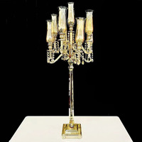 Candélabre en cristal noir, décoration de mariage, centre de table, porte-bougie en cristal, lustre, décoration d'événements de mariage
