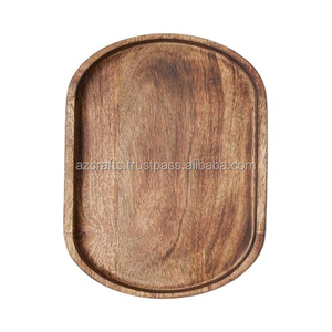 Bandeja para servir de madera de acacia hecha a mano, plato de estilo rústico de tamaño personalizado para el hogar, Hotel, comida decorativa de alta calidad para servir - Product Image 1
