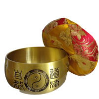 Bol chantant bouddhiste en laiton doré Feng Shui taoïste, carillon himalayen, instrument de musique religieux