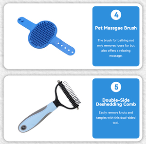Nuevo Kit de Cepillos Portátiles de Plástico para Aseo de Mascotas 2026 de 11 Piezas con Guante, Peine Autolimpiante, Cepillo de Baño y Cortaúñas para Perros y Gatos - Product Image 6
