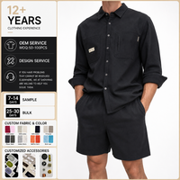 MASILOU Camisa de Trabajo Casual para Hombre, Forrada de Polar, Ripstop, Manga Larga, con Botones, Ecológica, Transpirable, con Dos Bolsillos en el Pecho y Parche de Etiqueta