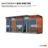 Abri de bus intelligent personnalisé et climatisé avec portes coulissantes en verre, murs en verre trempé et sièges passagers