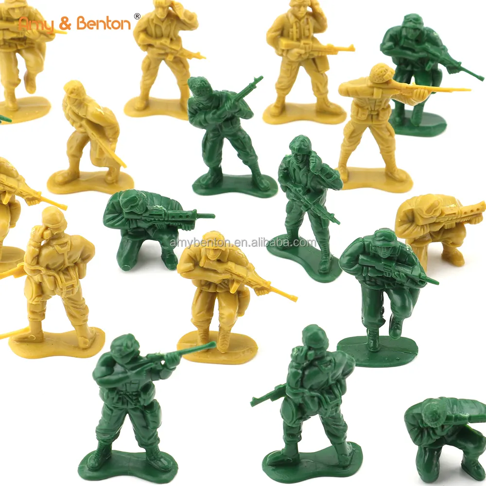 24pcs Various Pose Toy Green/Yellow Soldiers Figures Plastic Assorted Toy Soldiers Army Men Green Soldiers For Sale