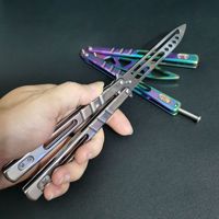 Couteau d'entraînement tout acier finition miroir, manche en acier, 23,6 cm, pour exercices de maniement, sans entretien, non affûté, pour tours de magie
