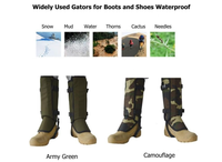 Guêtres de randonnée 500D Oxford résistantes à l'eau, couvre-bottes pour la randonnée, la chasse, le camping, le trekking, boucle réglable, camouflage vert